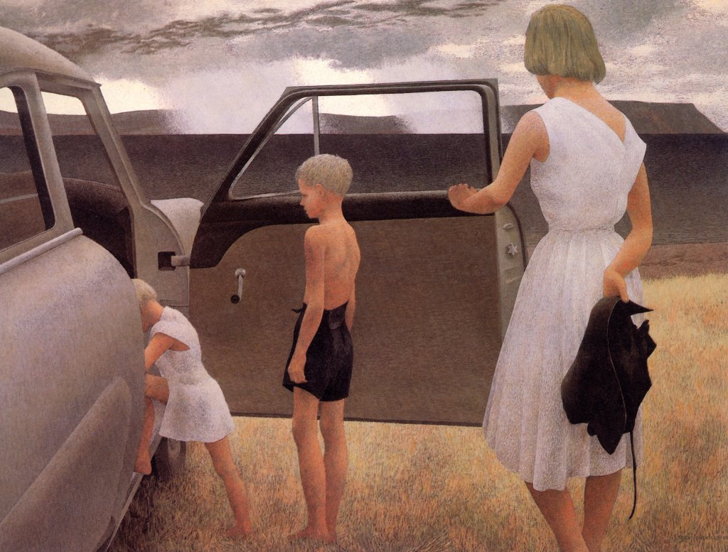 Alex Colville. Family and sudden rain