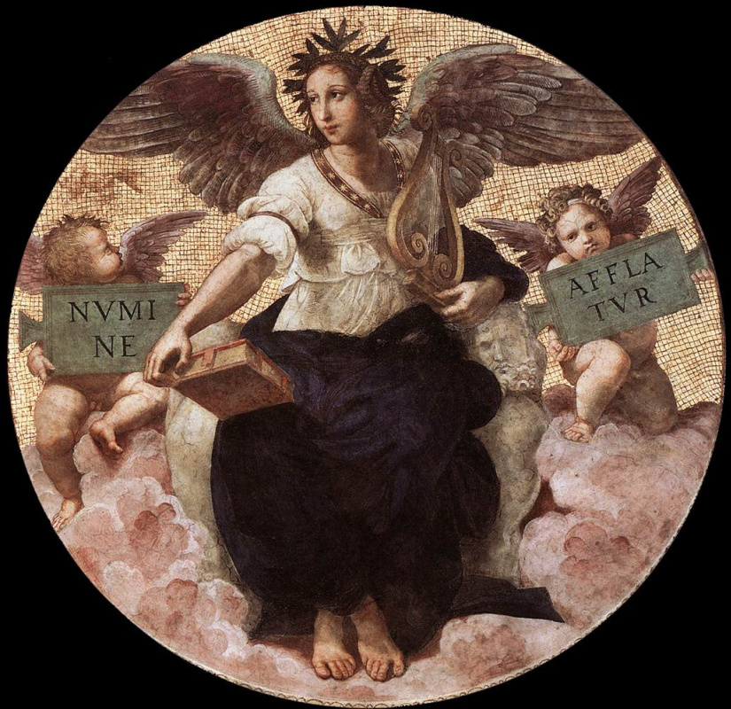 Raphael Sanzio. The stanza della senyatura. The painted ceiling. Snippet: Poetry