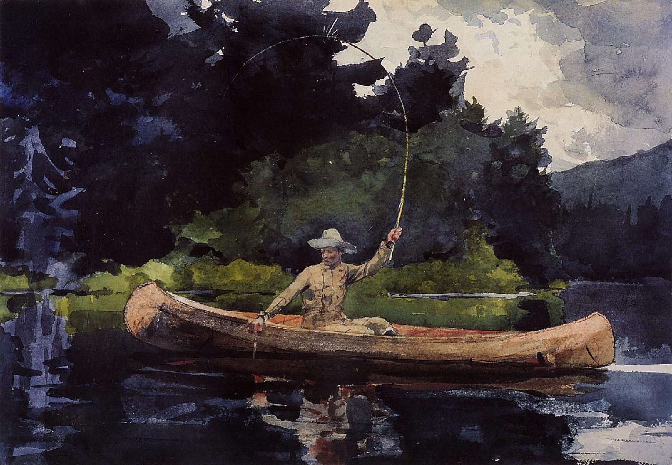 North of the forest. Fishing, 1894, 55×38 cm by Winslow Homer: History,  Analysis & Facts
