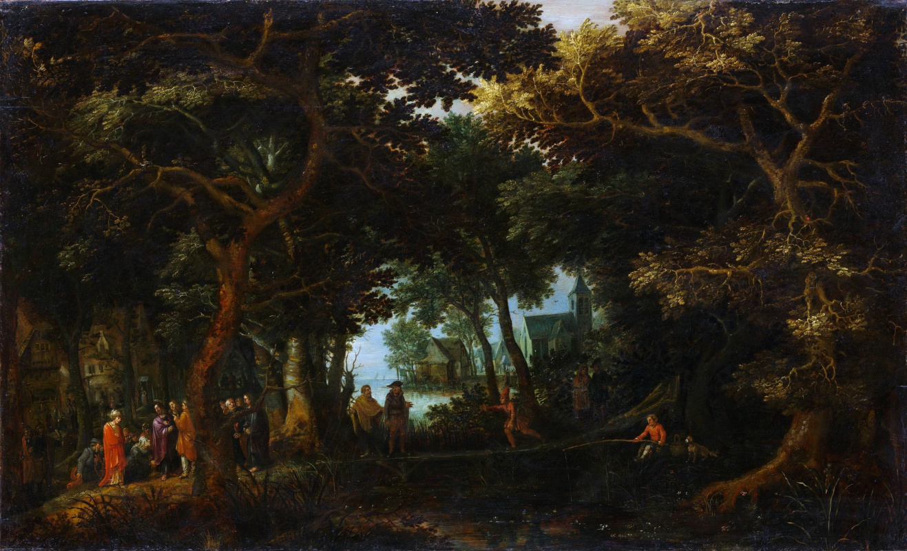 David Winkbones. Forest landscape with two of Christ's miracles
