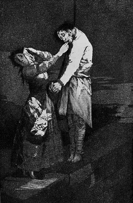 Francisco Goya. "Hunting for teeth" (Series "Caprichos", page 12)