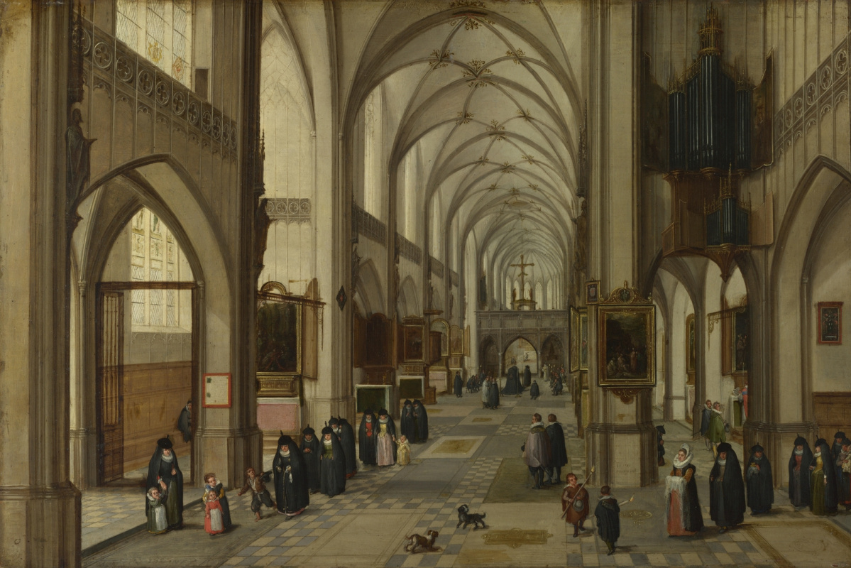 Jan Bruegel The Elder. Vue de l'intérieur de la cathédrale gothique à l'est. 1604-1615 (en collaboration avec Hendrick van Stenveyk Ml.)