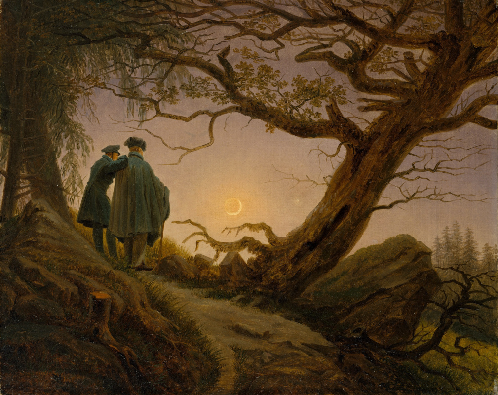 Caspar David Friedrich. Two men contemplating the moon