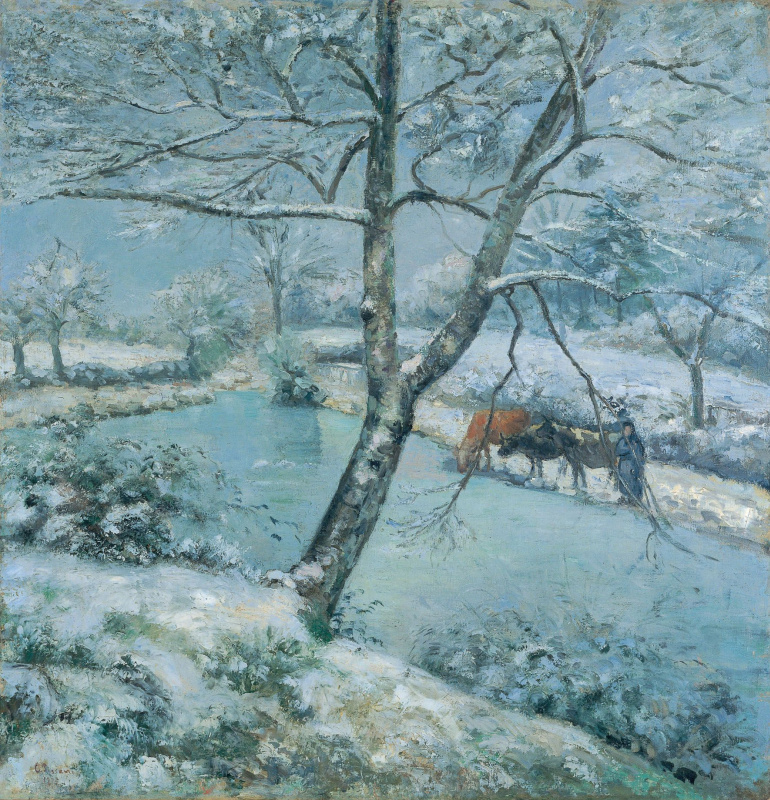 Camille Pissarro. 蒙福科的冬天（雪景效果）