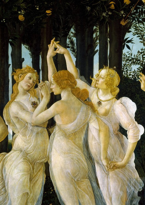 Sandro Botticelli. Spring (Primavera). Detail: The Three Graces