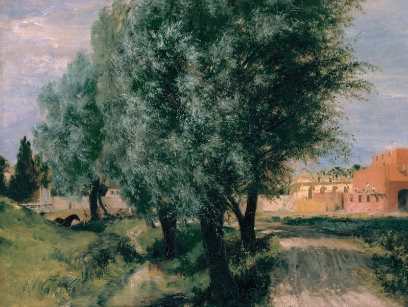 Adolf Friedrich Erdmann von Menzel. Willow on a background of building under construction