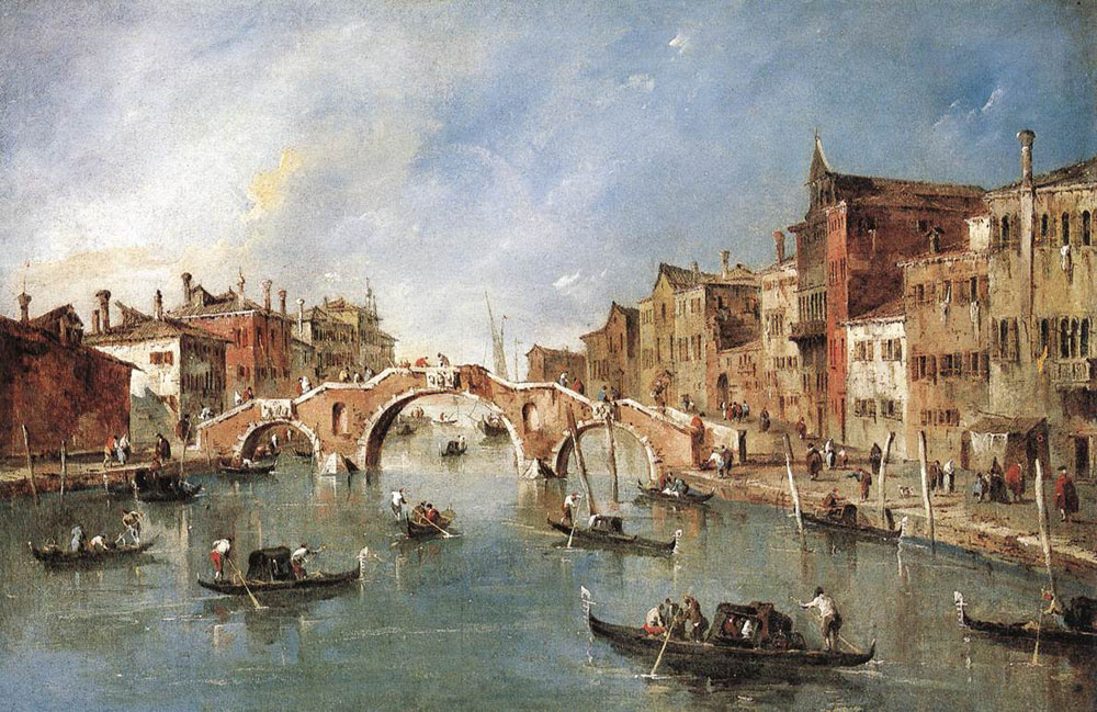 Франческо Гварди. Трехарочный мост в Каннареджио