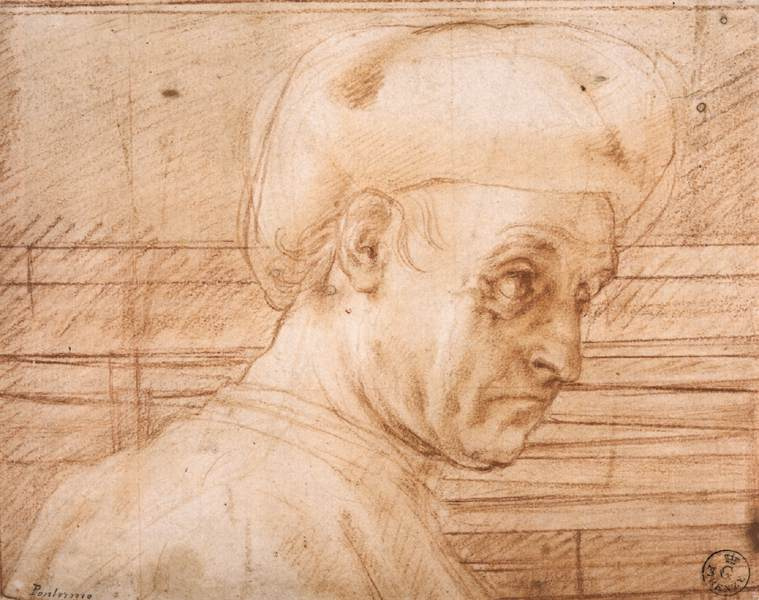 Jacopo Pontormo. Bosquejo de un hombre en un sombrero