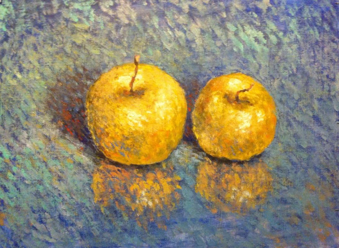 Jurij Gennadievič Piskunov. Apples on blue