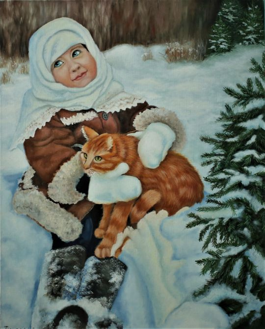 Natalia Viktorovna Tyuneva. Girl with a cat