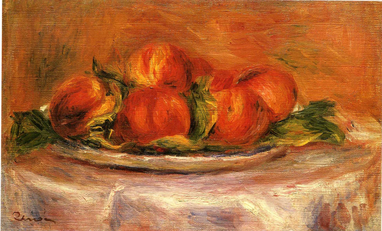 Pierre Auguste Renoir. Peaches on a plate