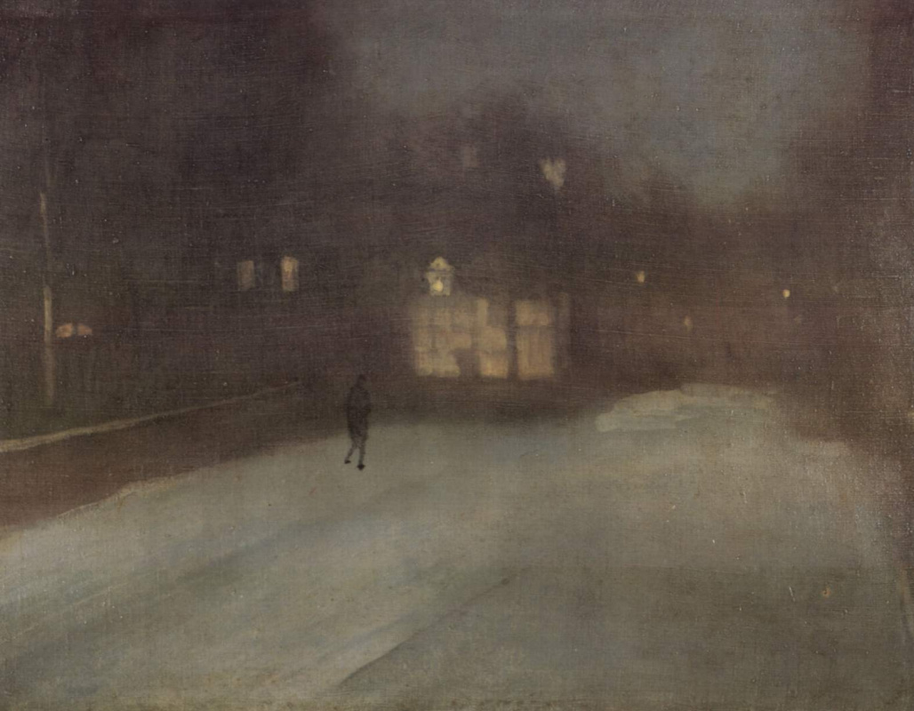 James Abbot McNeill Whistler. Nocturne in gray and gold: snow in Chelsea