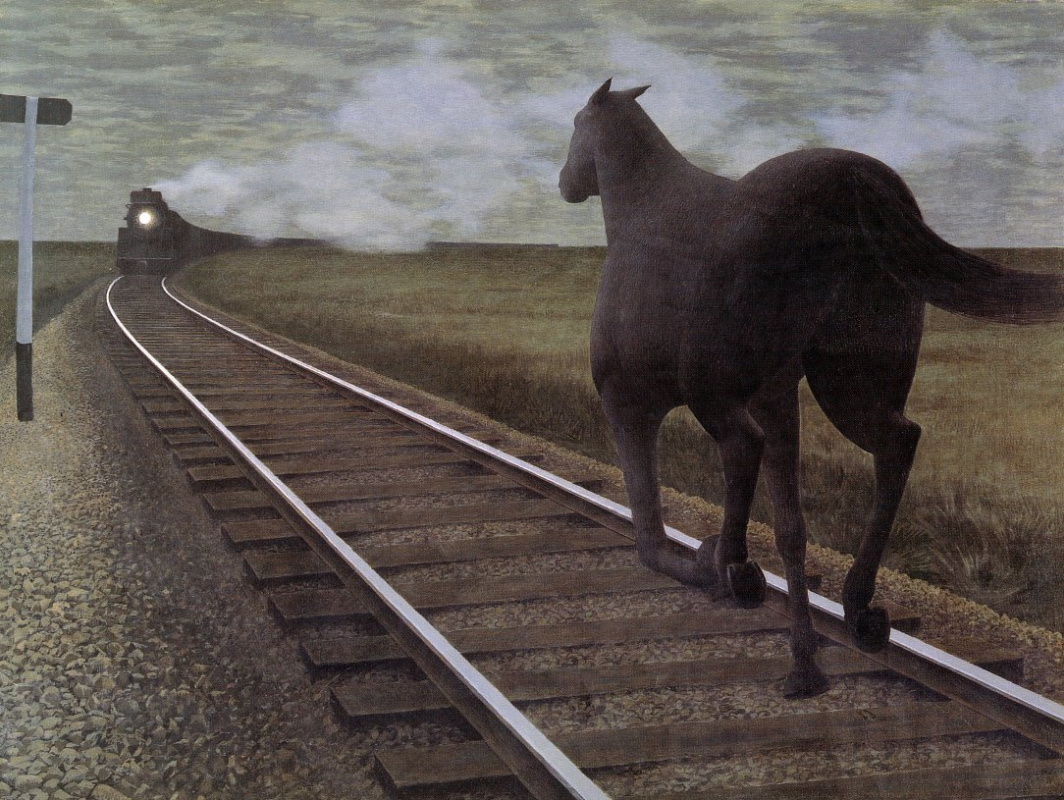 Alex Colville. Horse and train