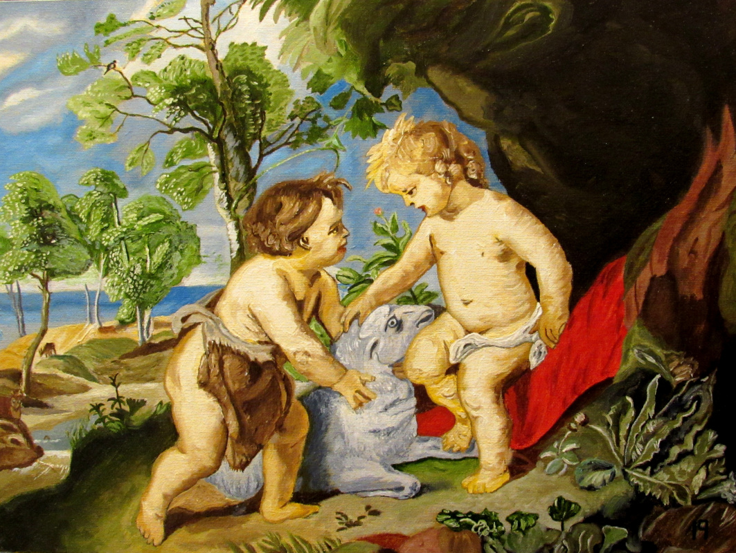 Artashes Badalyan. Rubens. Little Christ and John (multilayer copy) - x-hardboard-m - 30x40