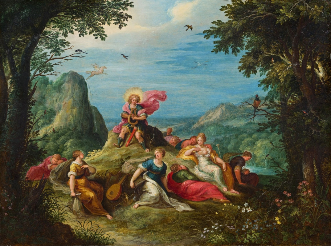 Frans Franken the Younger. Apolon and the Muses on Mount Parnassus. (with the workshop and workshop of Abraham Govaerts and Alexander Keirincx) About 1620
