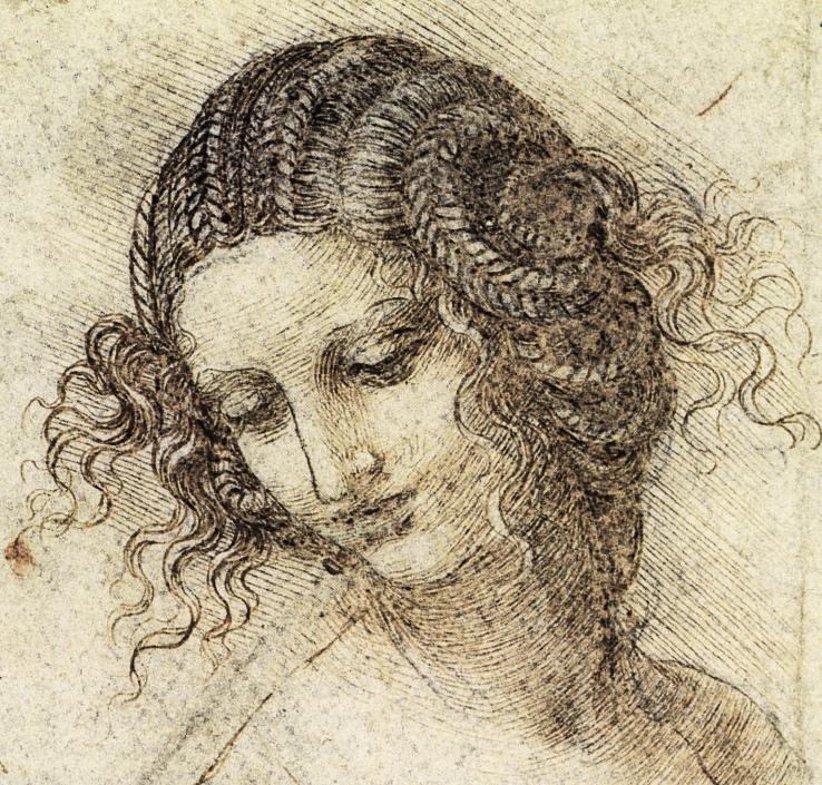 Leonardo da Vinci. Head of Leda (sketch)