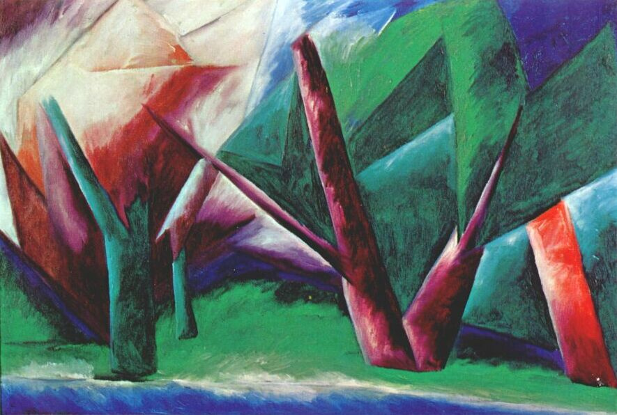 Natalia Goncharova. Forest. Red-green