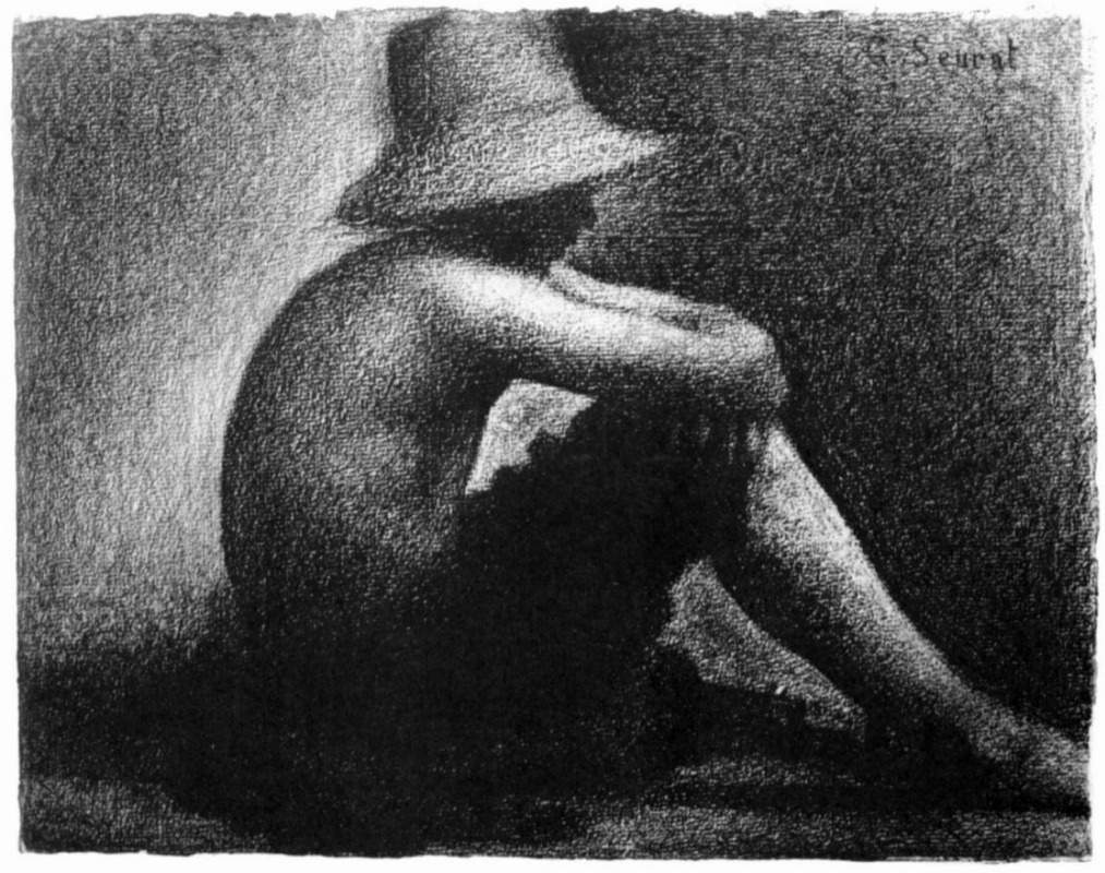 Georges Seurat. Sitting boy in straw hat