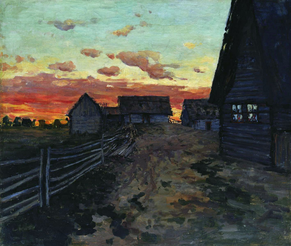 Isaac Levitan. Hut. After sunset. A sketch for the painting "the Hut"