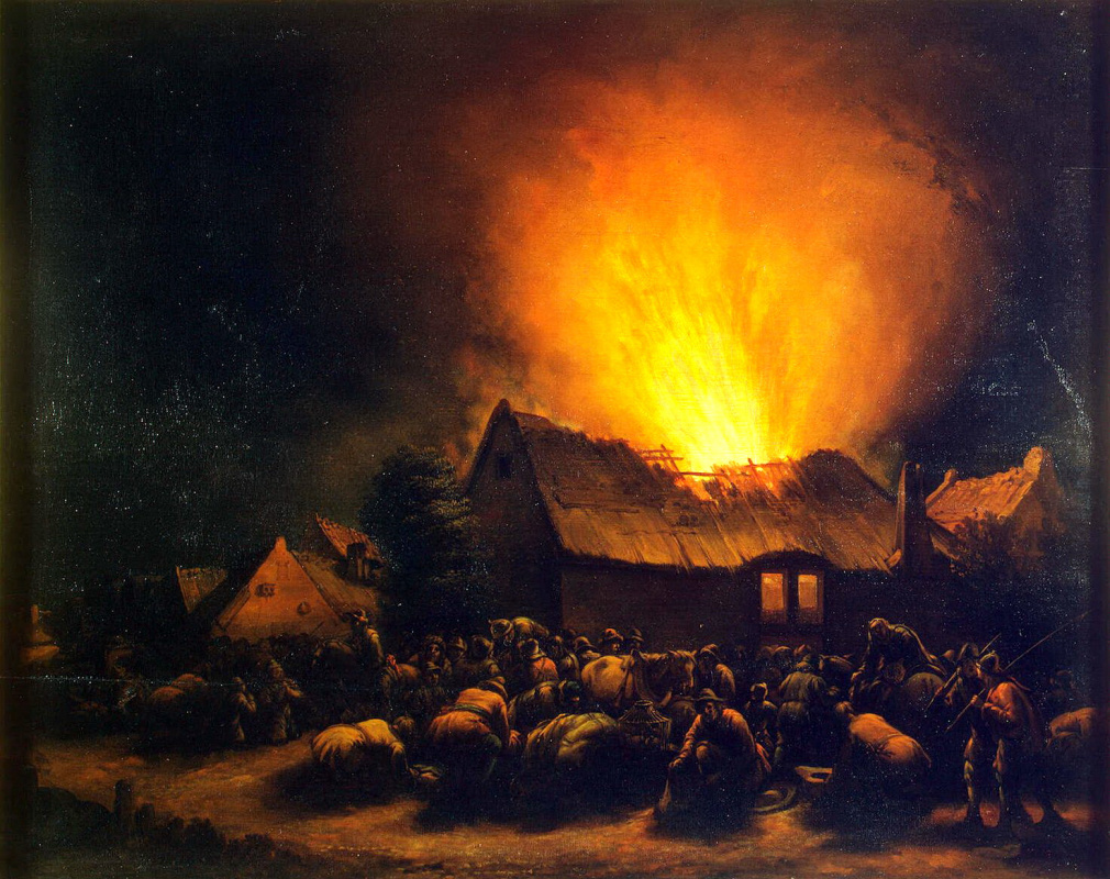 Egbert Leavens van der Poole. A fire in the village