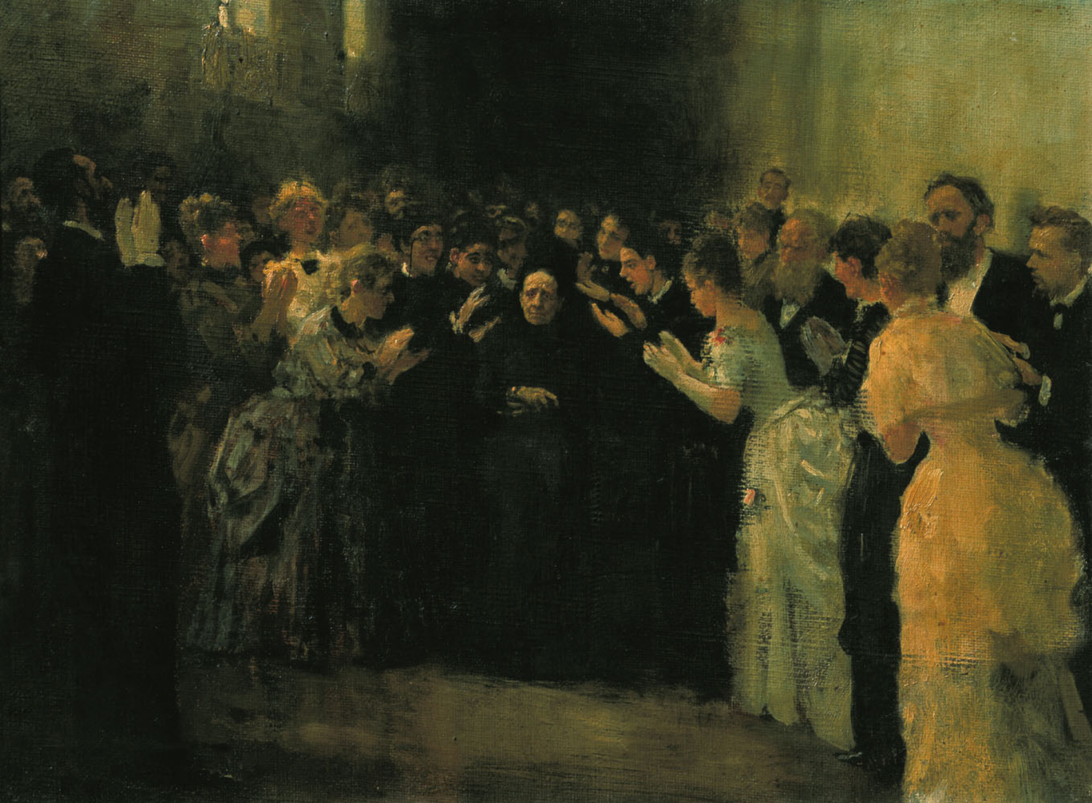 Илья Ефимович Репин - Овация Н. В. Стасовой. Эскиз, 1888, 43×32 см:  Описание произведения | Артхив