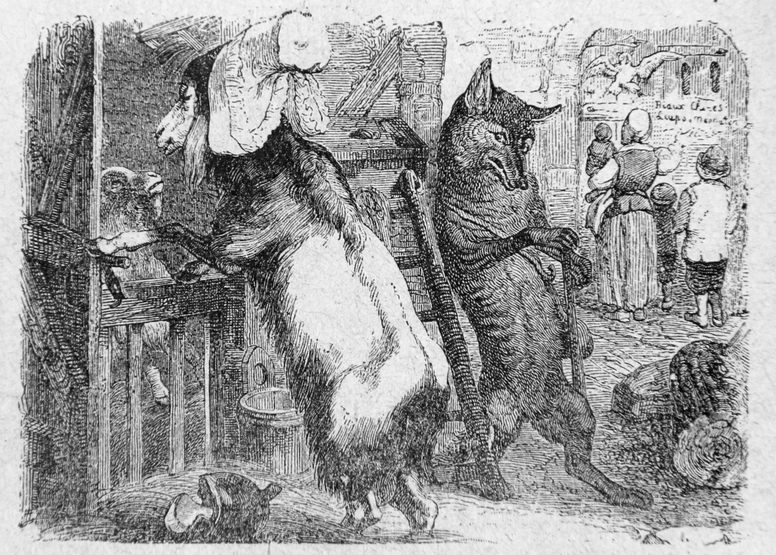 Jean Ignace Isidore Gérard Grandville. Wolf, Goat and Goat. Illustrations to the fables of Jean de Lafontaine