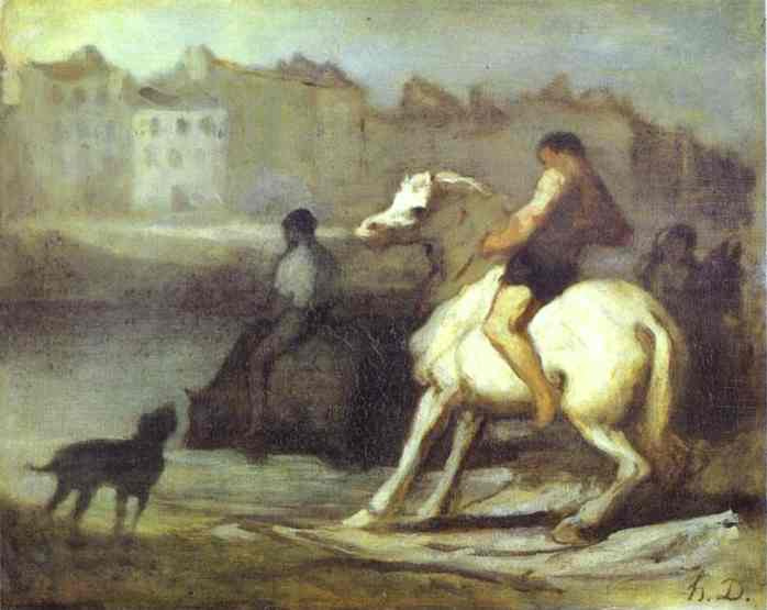 Honore Daumier. The rider and dog