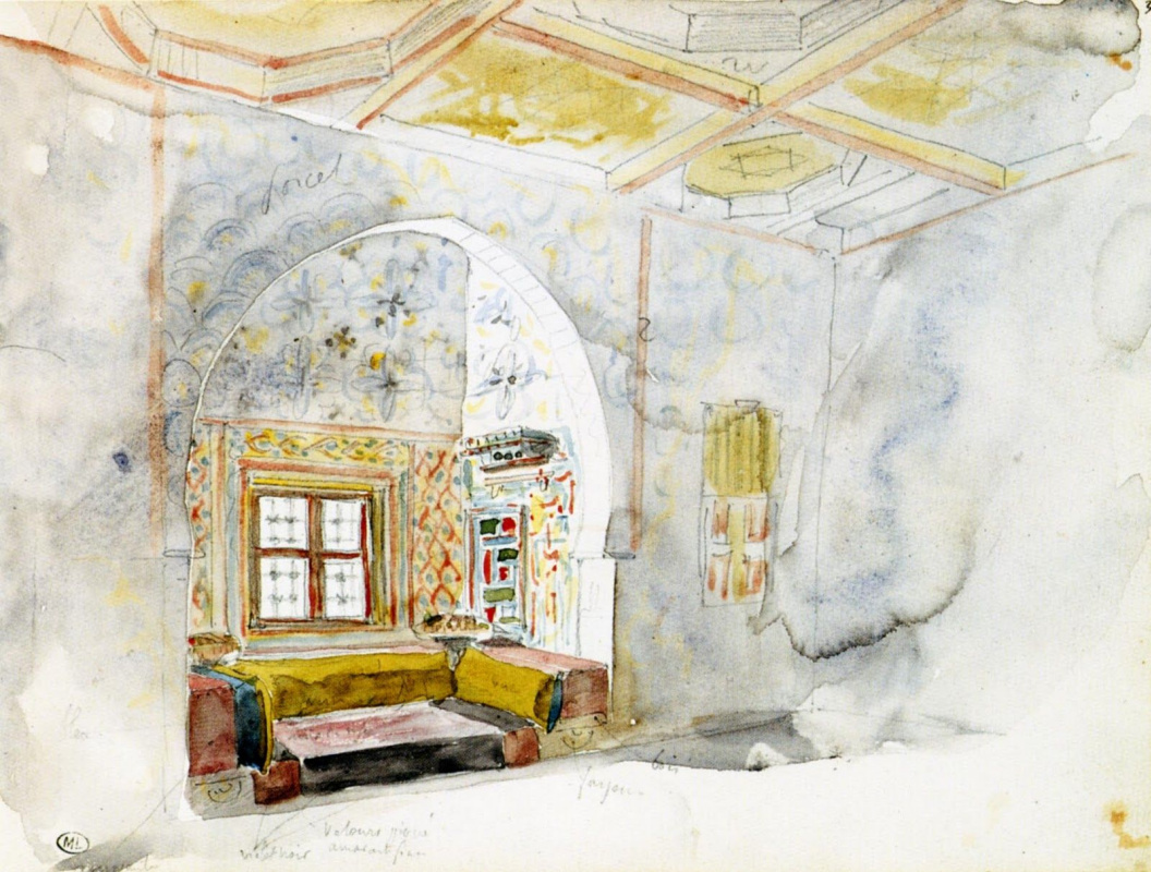 Eugene Delacroix. Room with alcove in the Palace of the Sultan of Meknes