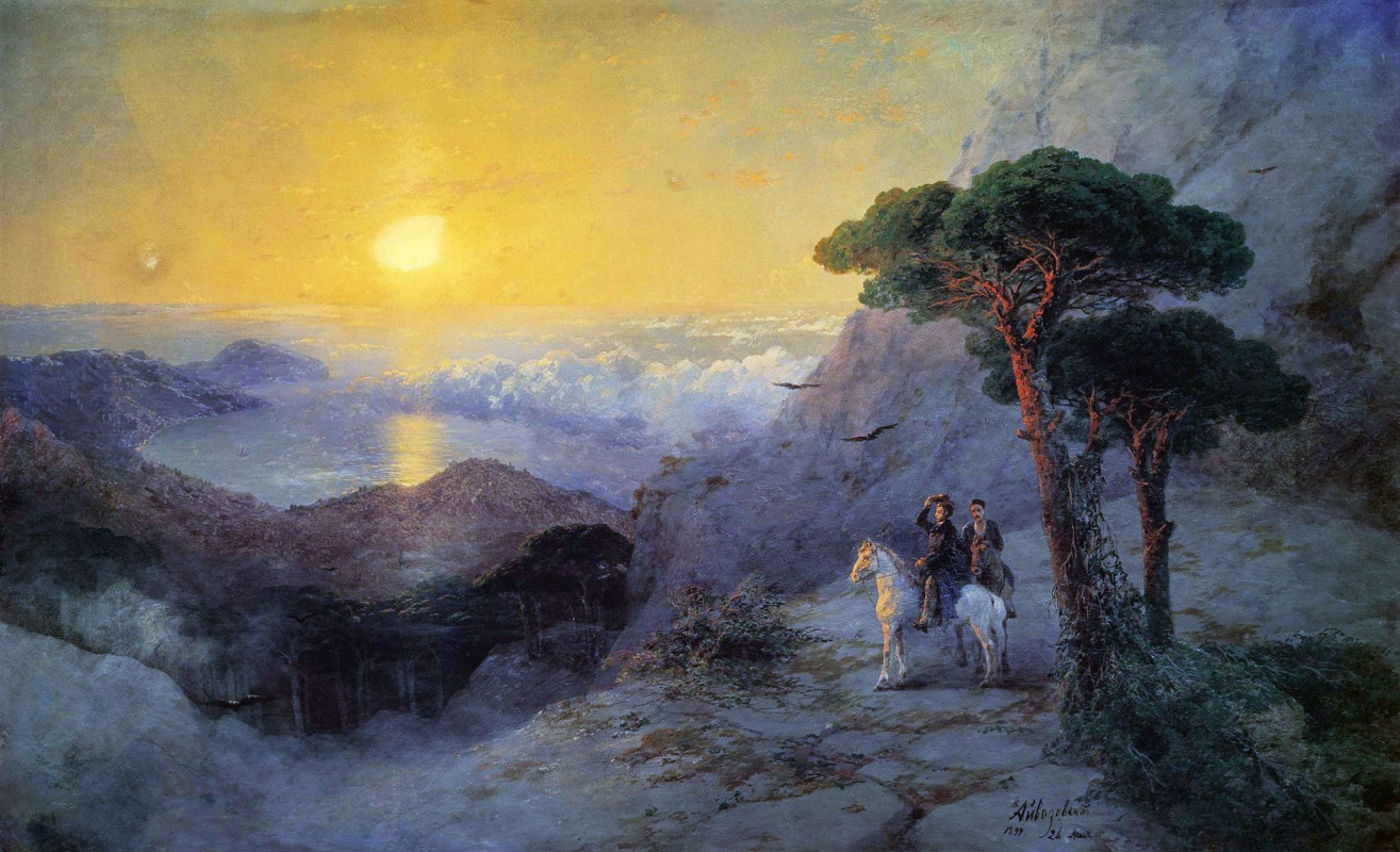 Ivan Aivazovsky. A.S. Pouchkine au sommet d'Aï-Petri au lever du soleil