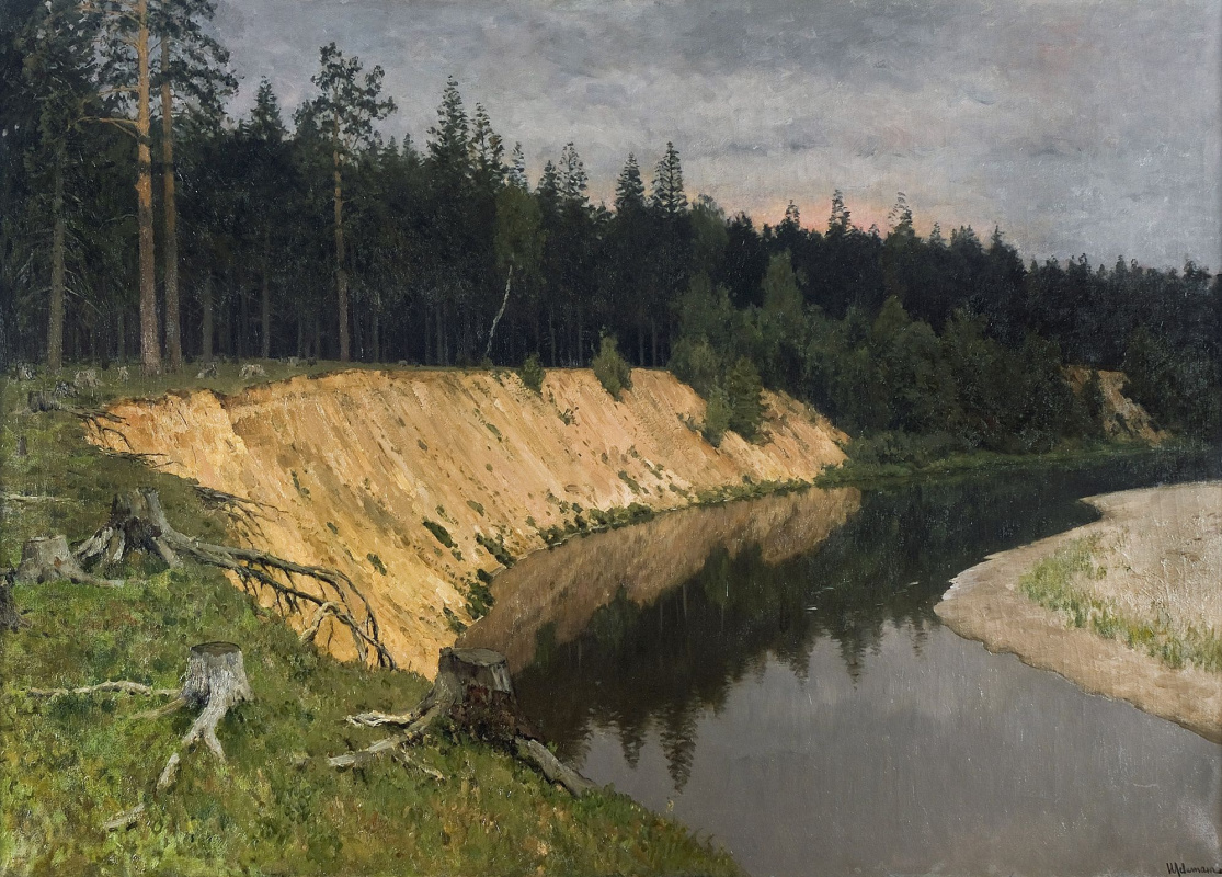 Isaac Levitan. The wooded shore. Twilight