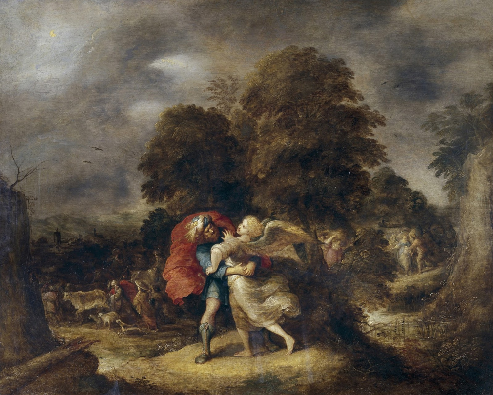 Frans Franken the Younger. Jacob luchando con el ángel.