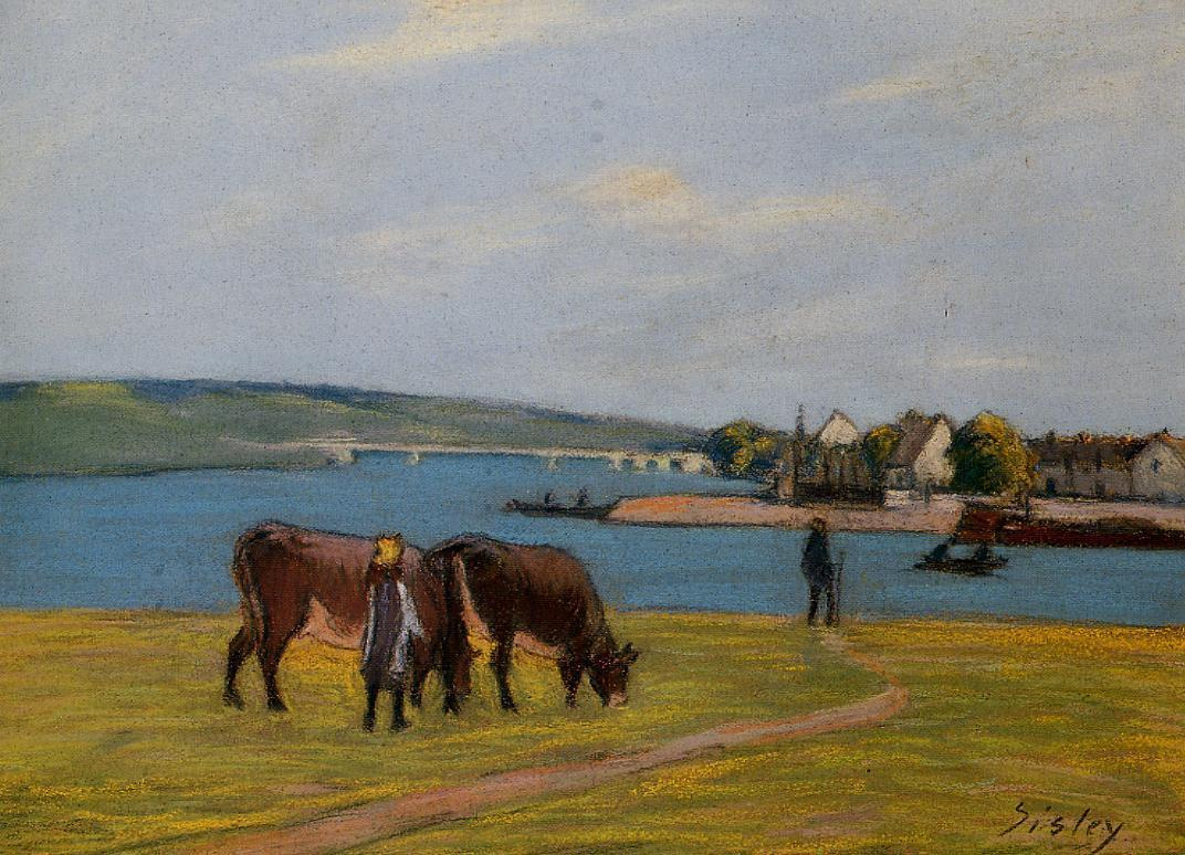 Alfred Sisley. Vaches au bord de la Seine à Saint-Mammès