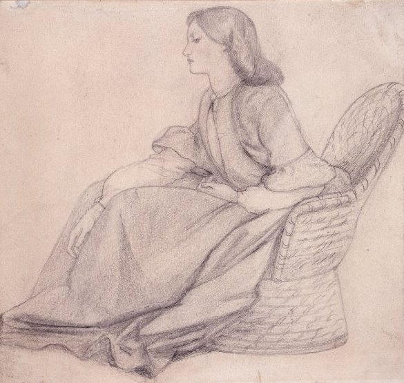 Dante Gabriel Rossetti. Elizabeth Siddal in the wicker chair