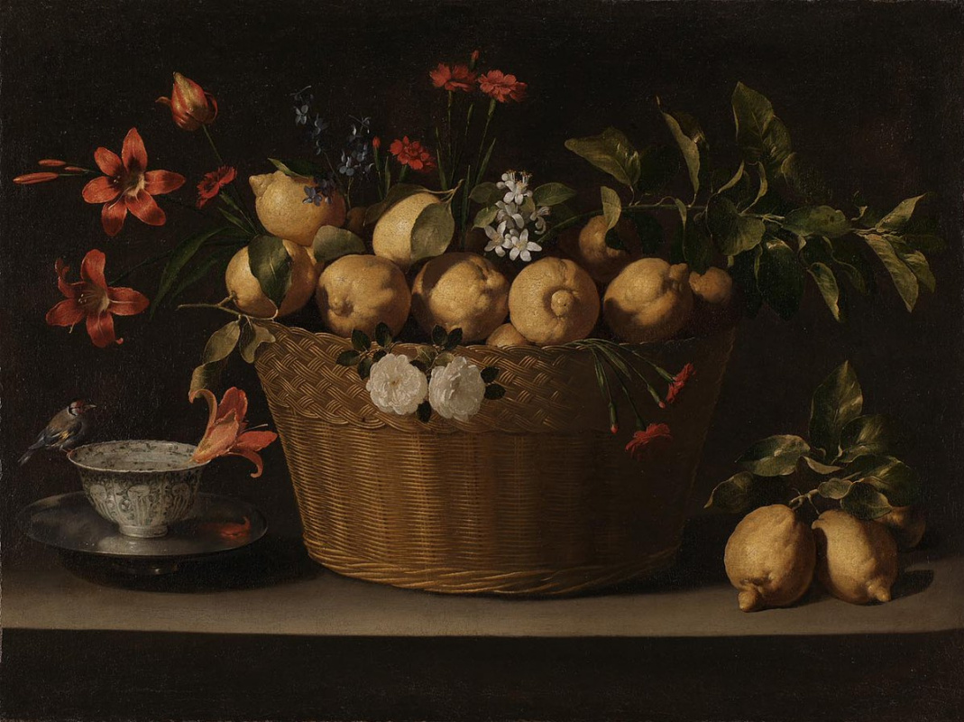 Juan de Zurbaran. Still Life with Lemons in a Wicker Basket