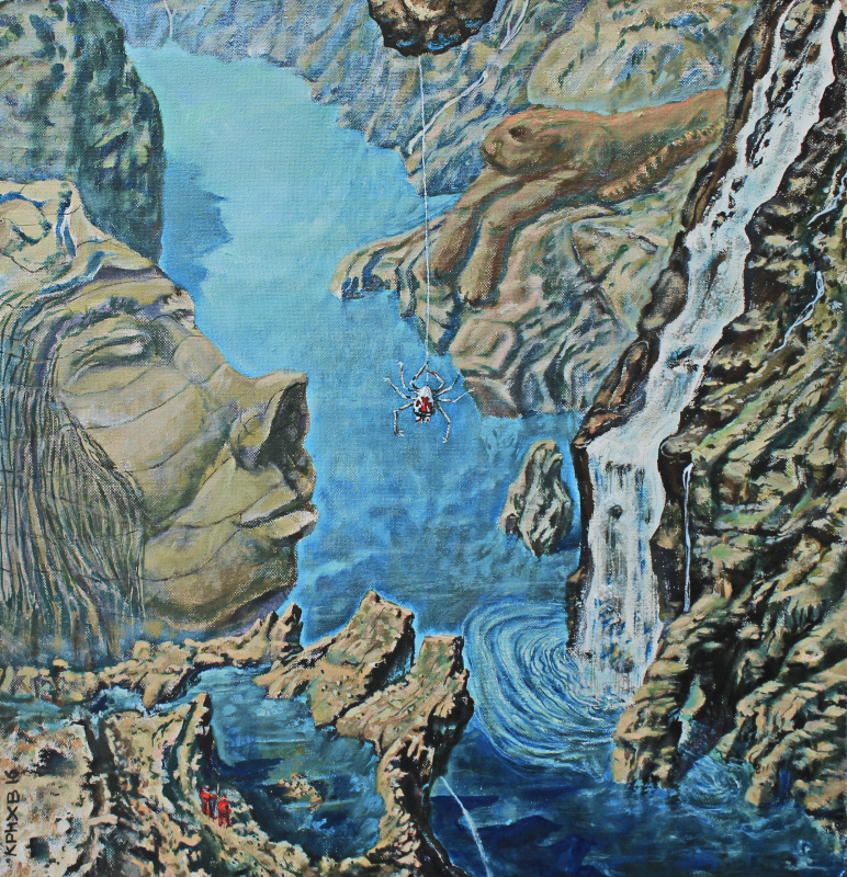 Leo Mikhailovich Karnaukhov. There. Shamans Blue waters oil on canvas 86х91 2016 diploma ART Week in China april 2017