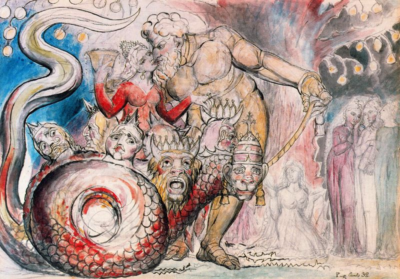 William Blake. Harlot Giant. Illustrations for "the divine Comedy"