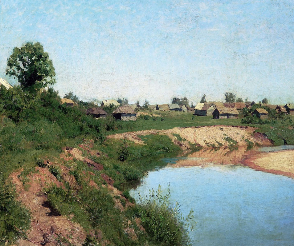 Isaac Levitan. Village on the banks of the river