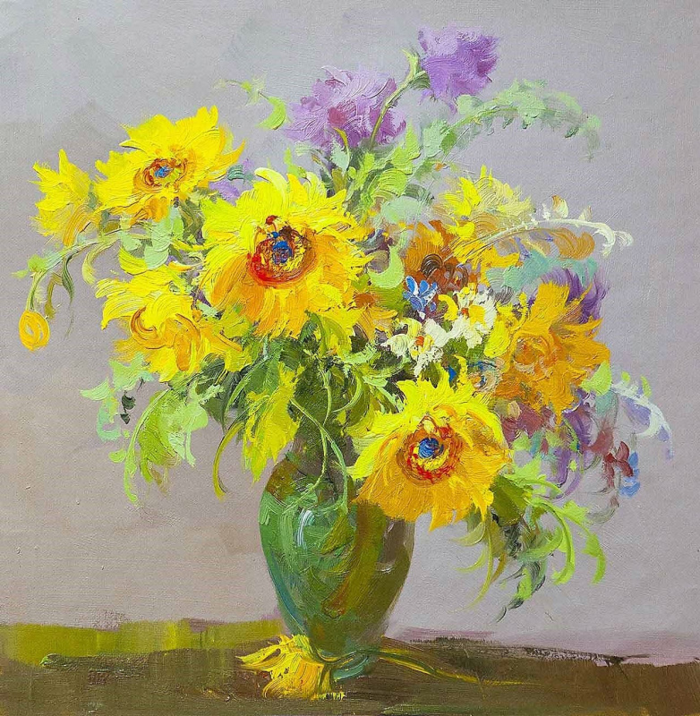 Leah Gomes. Bouquet with sunflowers N1