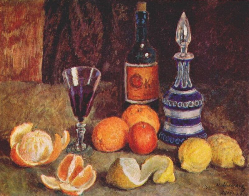 Ilya Mashkov. Still life with oranges, lemons and wine