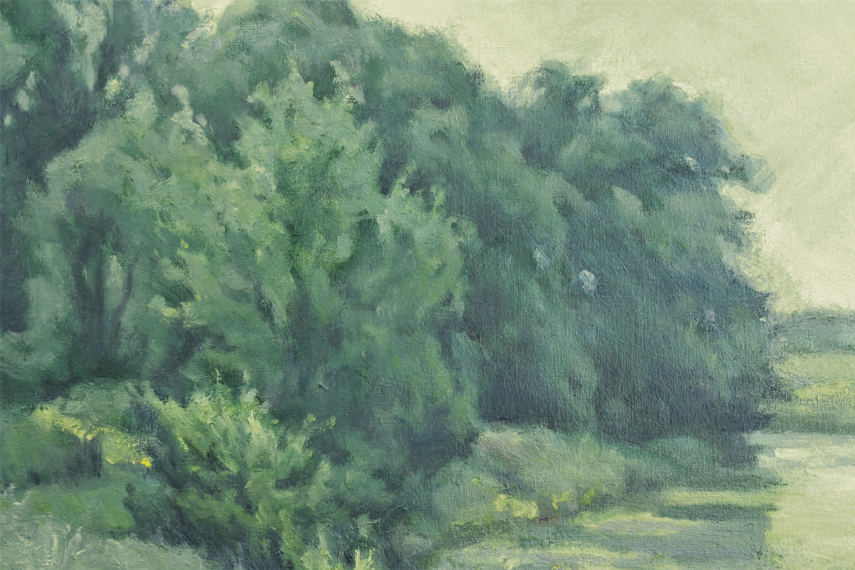 Rain in Mary's Garden 2020. Canvas, oil on canvas, 49x76 cm.