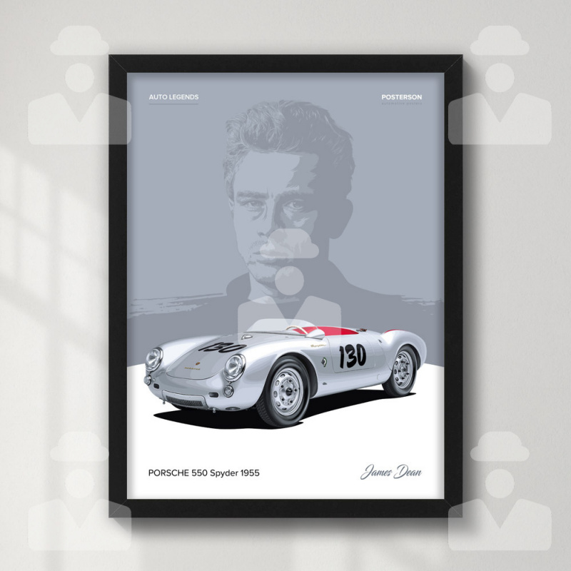 Posterson. Porsche 550 Spyder James Dean (Порше 550 Спайдер Джеймс Дін)