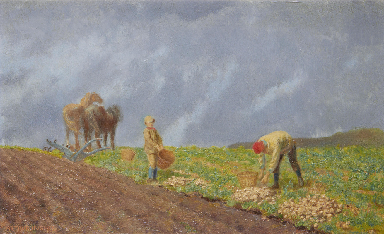 Arthur Hughes. Récolte de pommes de terre