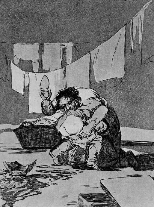 Francisco Goya. "Because he broke the jug. Which one is worse?" (Series "Caprichos", page 25)