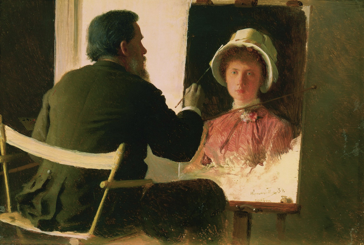 Ivan Nikolayevich Kramskoy. Kramskoy painting a portrait of his daughter