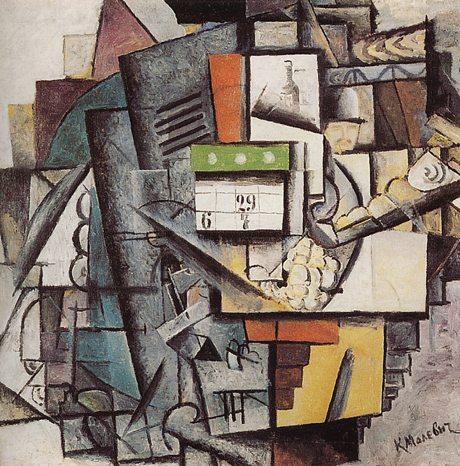 The lady at the tram stop, 1913, 88×88 cm by Kazimir Malevich