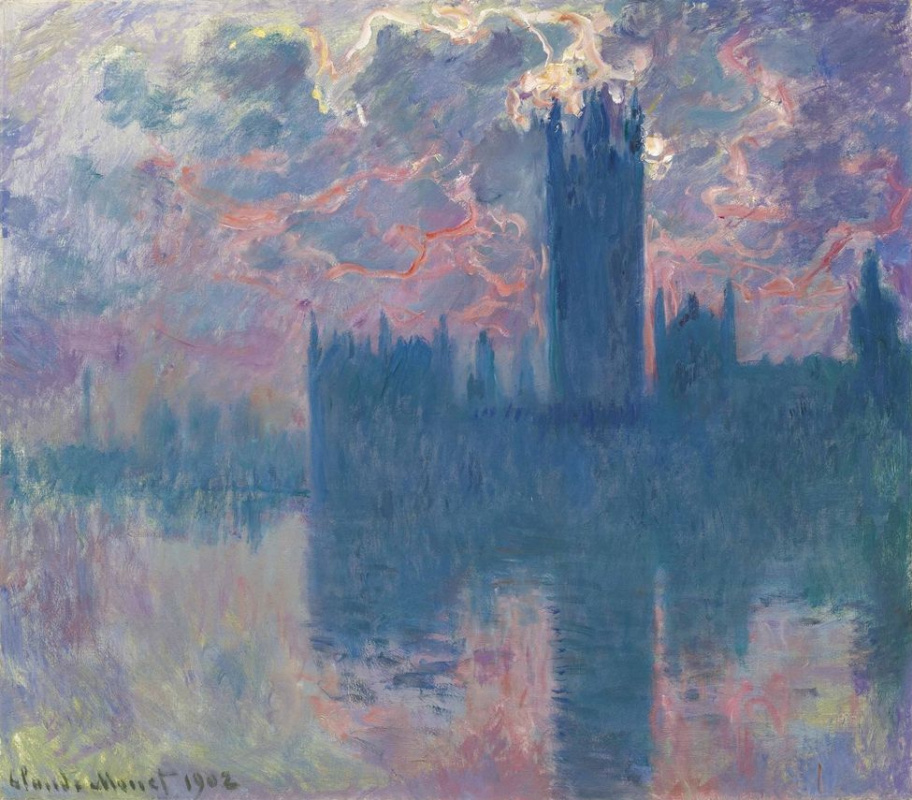 Claude Monet. Parliament house at sunset