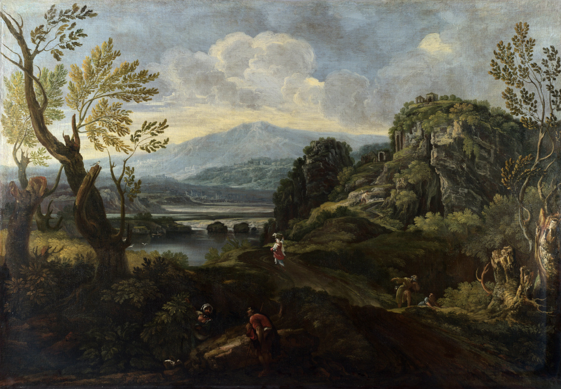 Onofri Crescensio. Landscape with figures