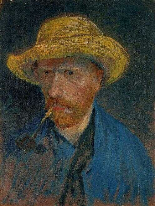 Вінсент Ван Гог. Автопортрет в соломенной шляпе с трубкой