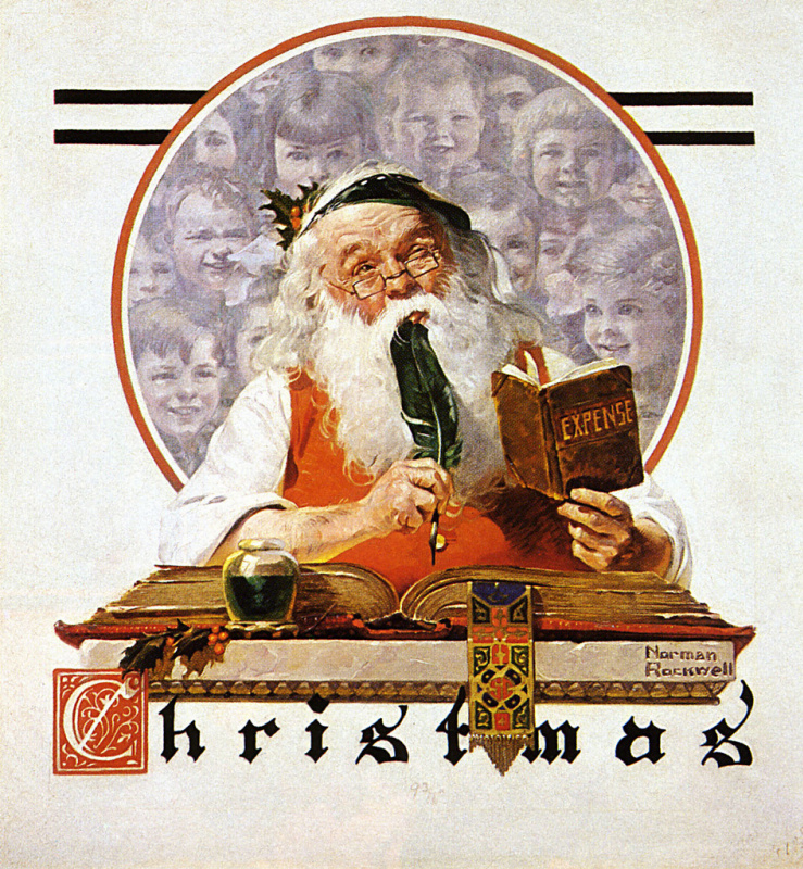 Норман Роквелл. Расходная книга Санта Клауса. Обложка журнала "The Saturday Evening Post" (4 декабря 1920 год)
