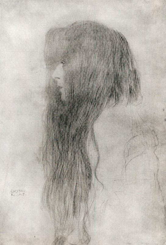 The profile of a girl with long hair
